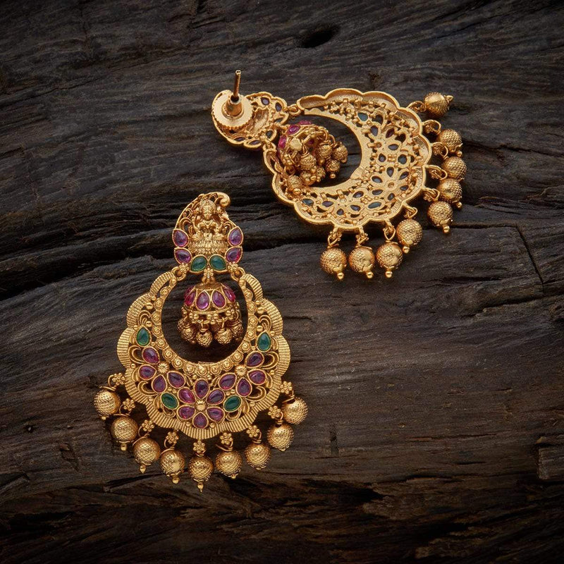 Stunning Gold Plated Kundan Chandbali Earrings
