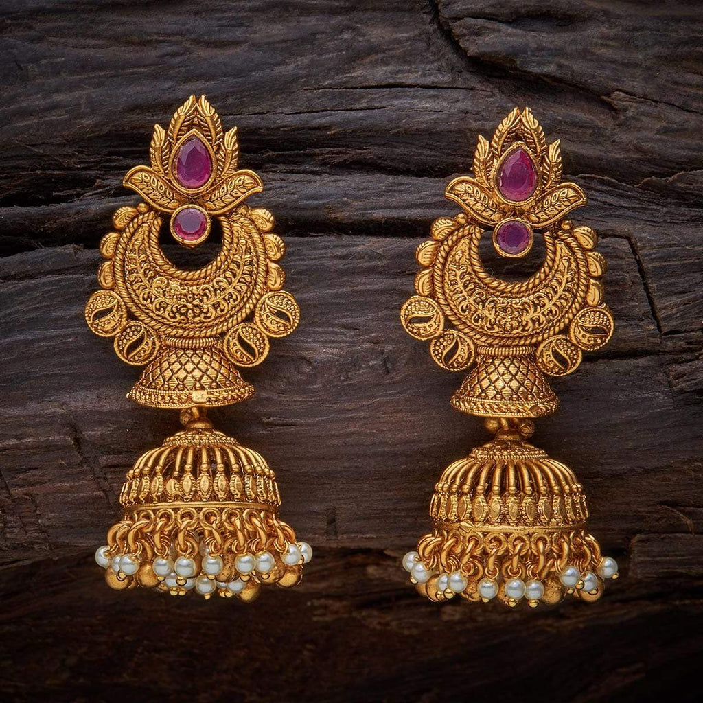 Flipkart.com - Buy CRUNCHY FASHION Traditional Gold-Plated antique work Jhumka  Earrings With White Pearls Alloy Jhumki Earring Online at Best Prices in  India