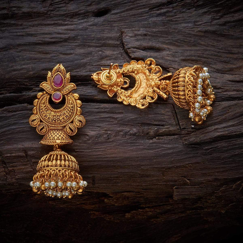 Buy Antique Plain Gold Earring With Gold Plating 218571 | Kanhai Jewels