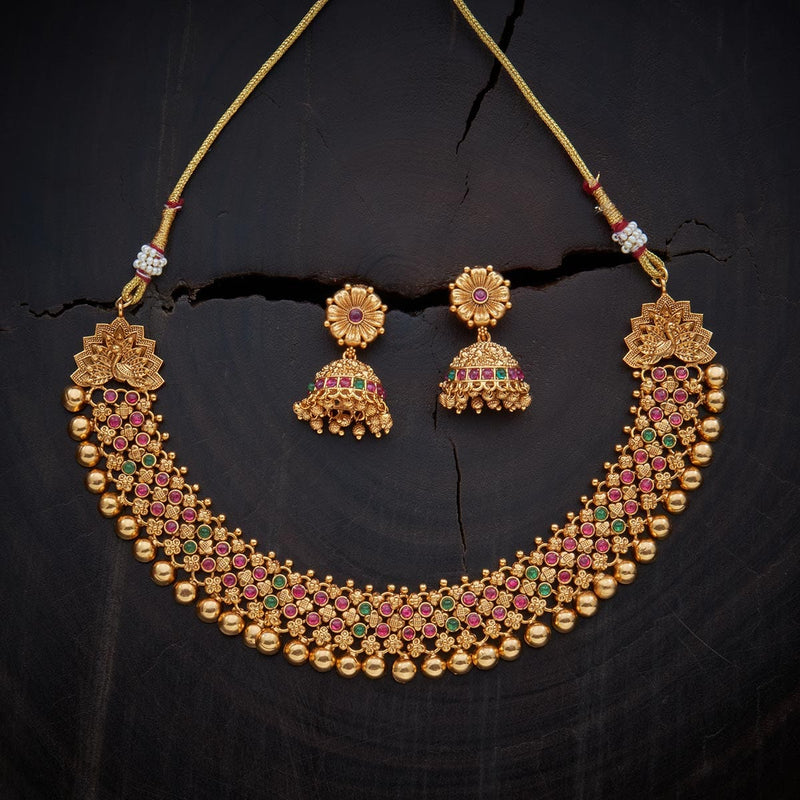 Exclusive Green Gold Plating Kundan Jewellery Reverse AD Necklace set –  Royskart